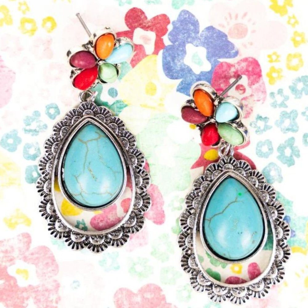 ICON Multi Color Western Teardrop Earringsā NWT